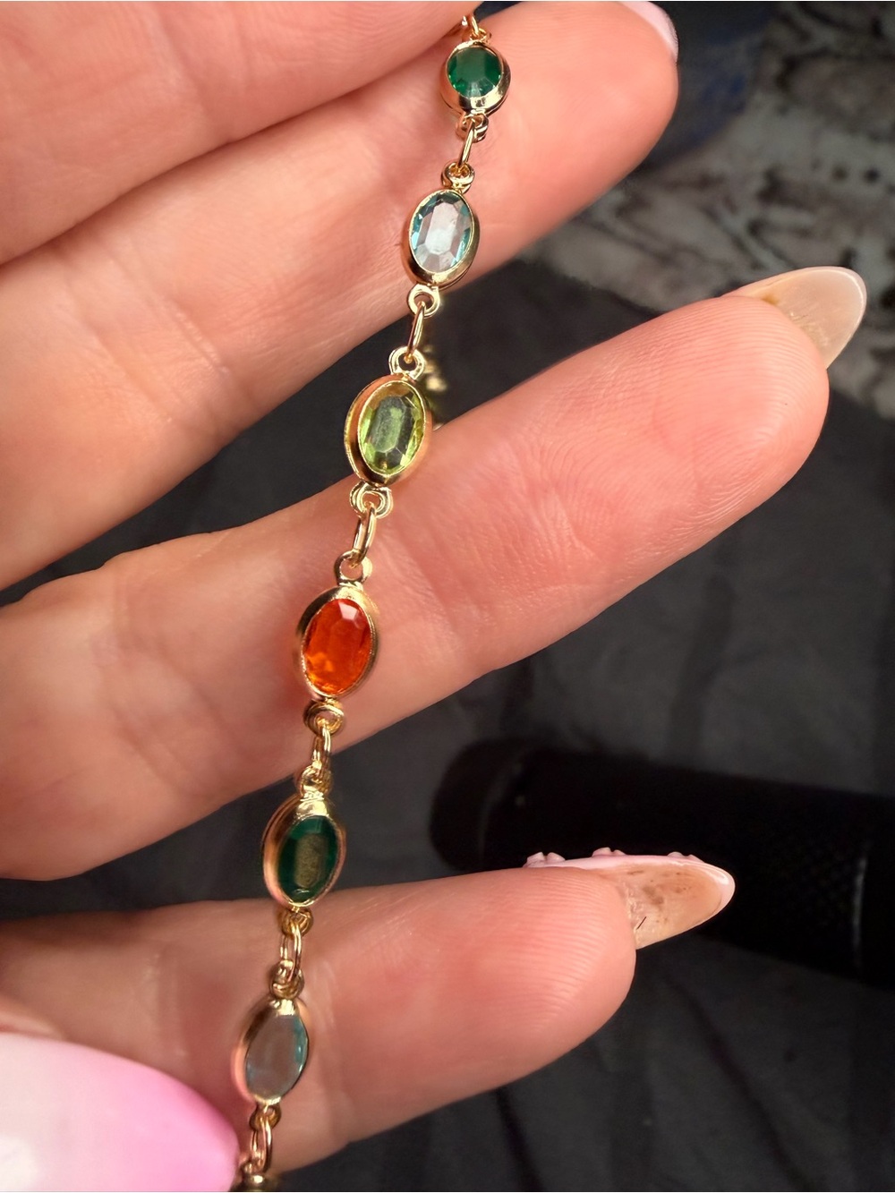 Gold Filled AAA CZ Rainbow Anklet